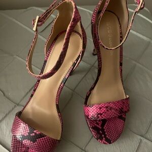 BCBGeneration Pink Stiletto Heels with Snakeskin Pattern